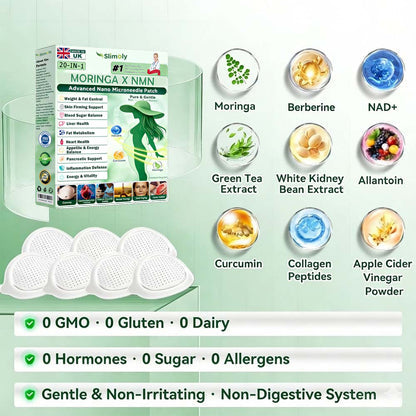 🔥 New Release | Slimoly® 20-IN-1 Advanced Nano Microneedle Patch  Moringa × Berberine × NMN/NAD+ Multi-Action Formula