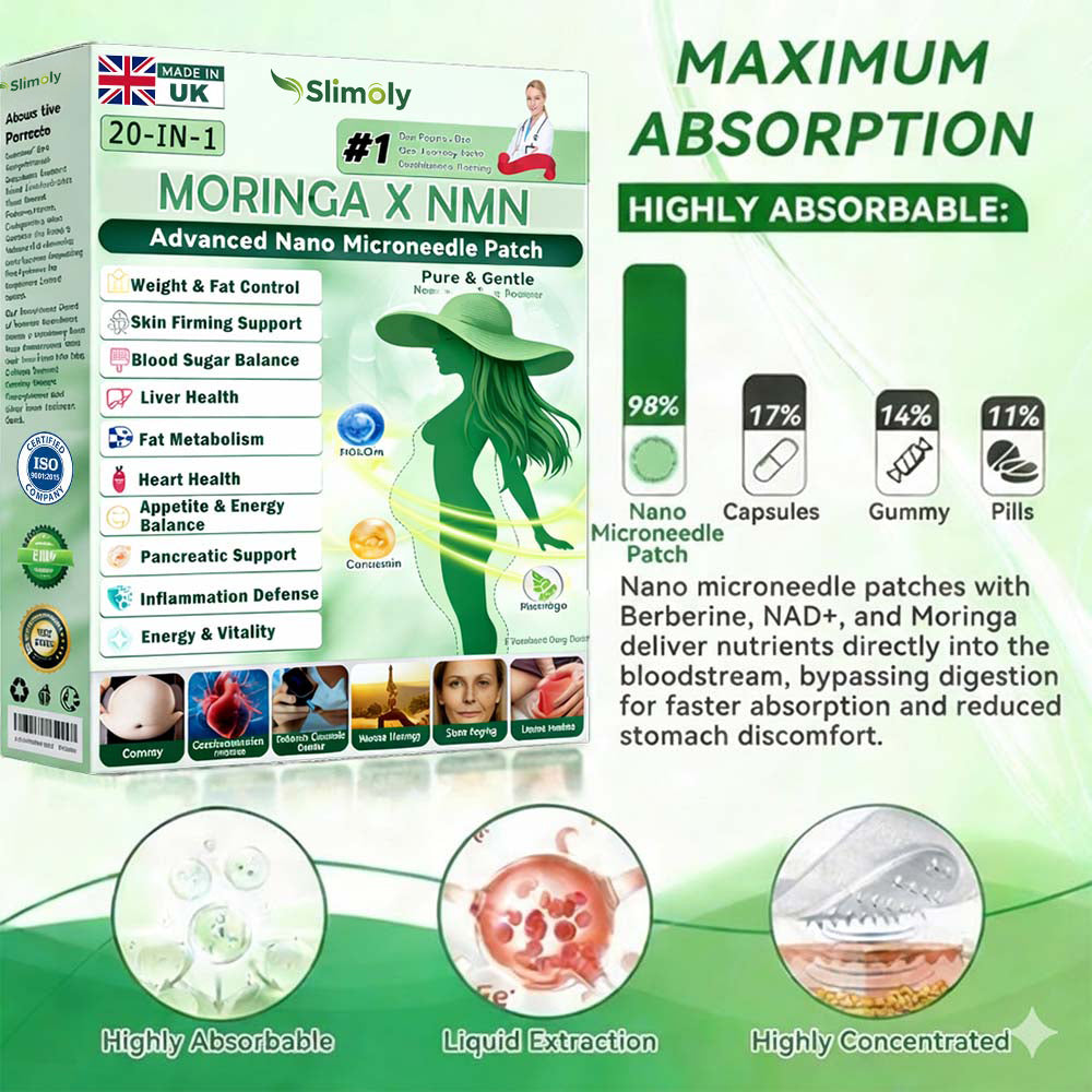 🔥 New Release | Slimoly® 20-IN-1 Advanced Nano Microneedle Patch  Moringa × Berberine × NMN/NAD+ Multi-Action Formula