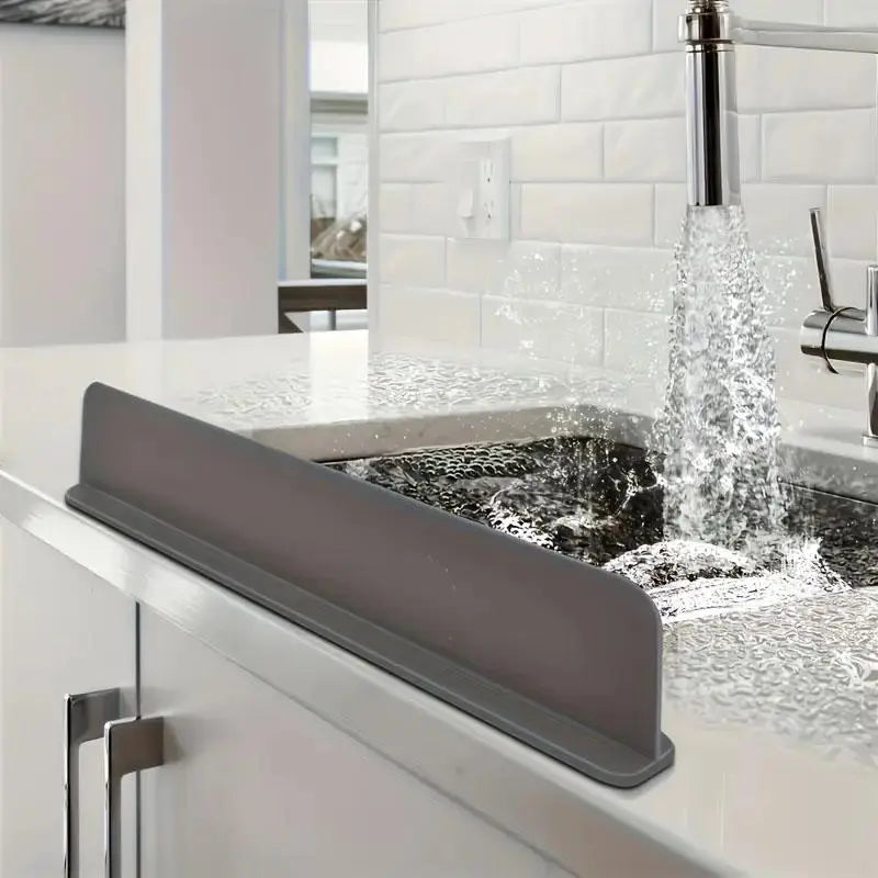 NESLEMY™ Silicone Sink Splash Guard – Non-Slip Water Barrier with Suction Cups for Kitchen Sinks, Dishwashing & Countertops