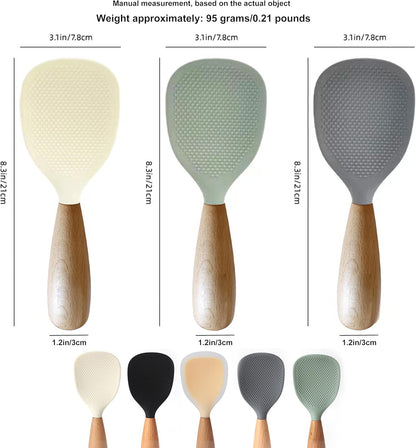 NESLEMY™ Stand-Up Silicone Spoonula (Wood Handle)  Cleaner counter. Faster cleanup. Nonstick-safe.