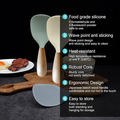 NESLEMY™ Stand-Up Silicone Spoonula (Wood Handle)  Cleaner counter. Faster cleanup. Nonstick-safe.