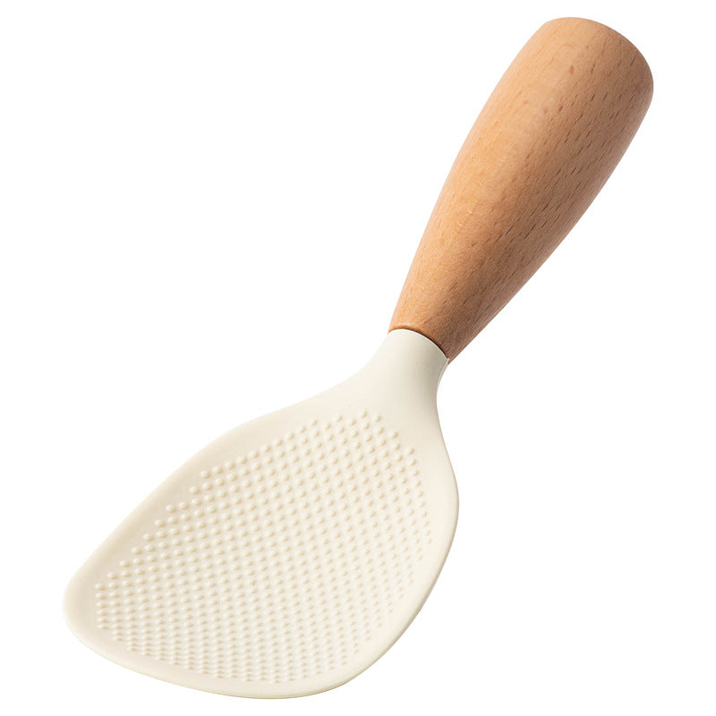 NESLEMY™ Stand-Up Silicone Spoonula (Wood Handle)  Cleaner counter. Faster cleanup. Nonstick-safe.