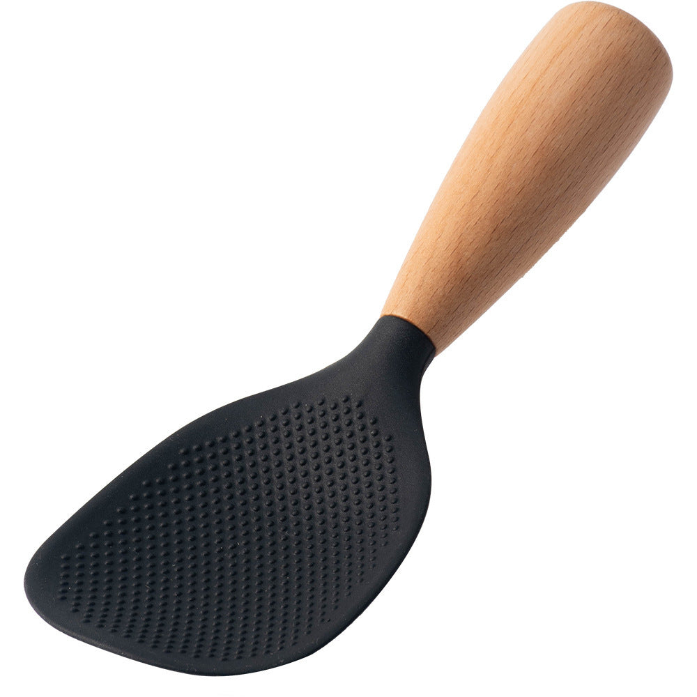 NESLEMY™ Stand-Up Silicone Spoonula (Wood Handle)  Cleaner counter. Faster cleanup. Nonstick-safe.