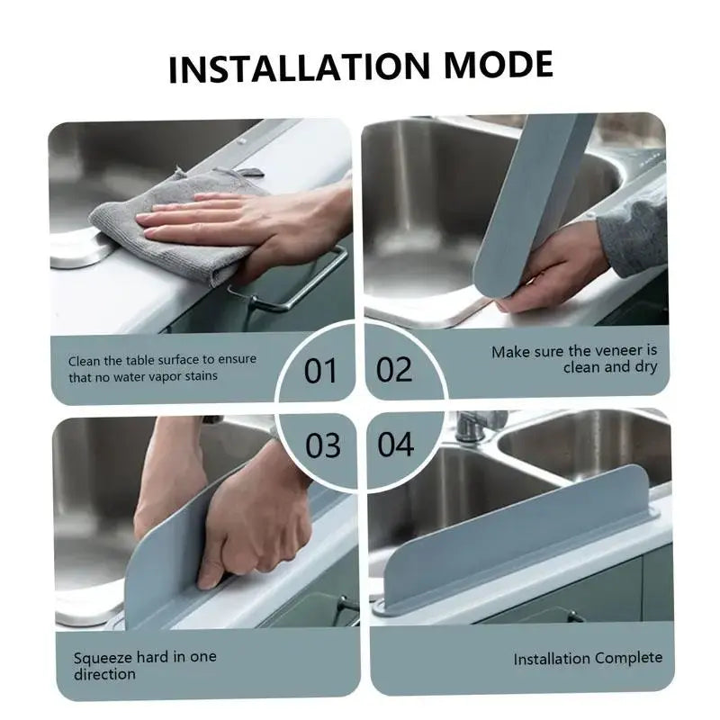 NESLEMY™ Silicone Sink Splash Guard – Non-Slip Water Barrier with Suction Cups for Kitchen Sinks, Dishwashing & Countertops
