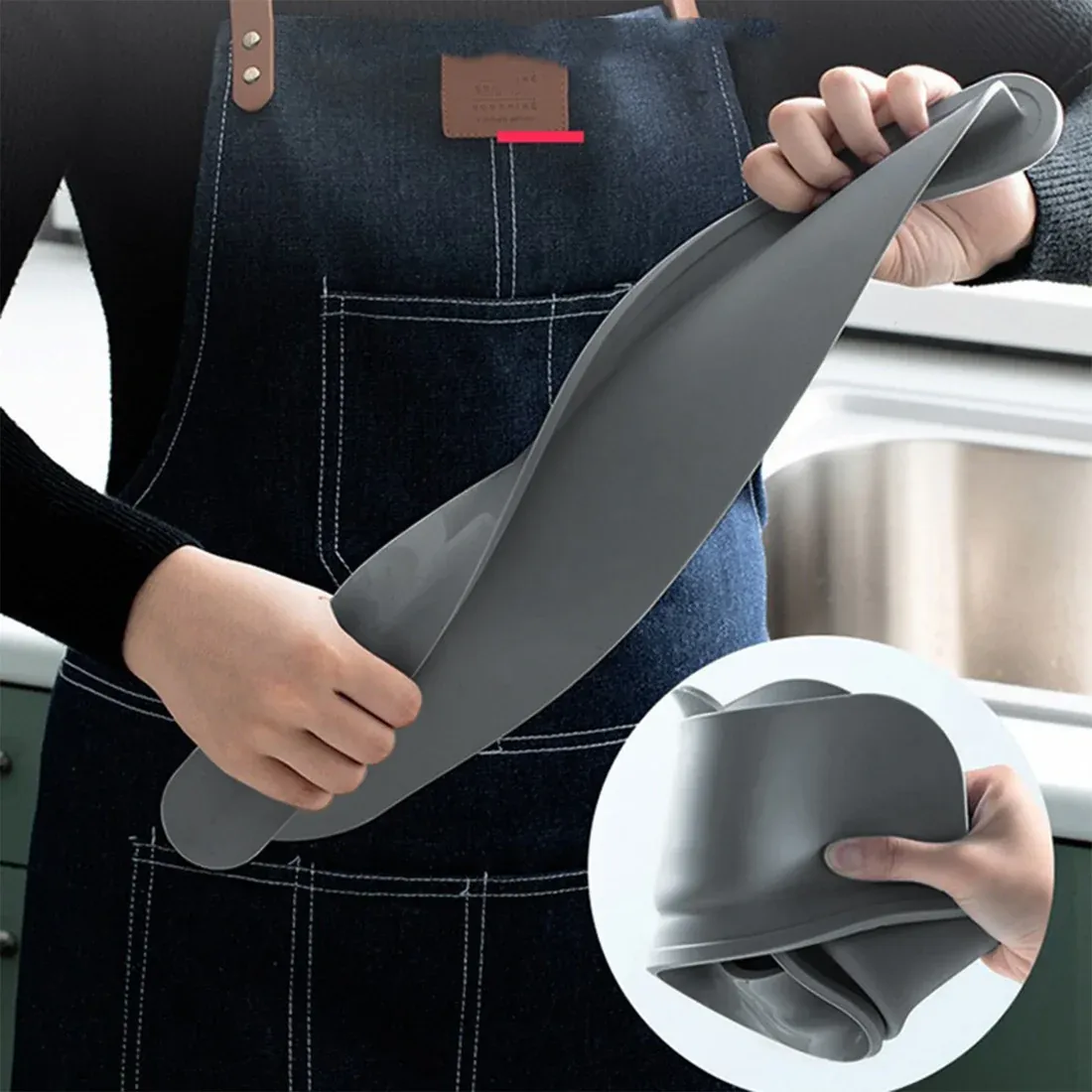 NESLEMY™ Silicone Sink Splash Guard – Non-Slip Water Barrier with Suction Cups for Kitchen Sinks, Dishwashing & Countertops